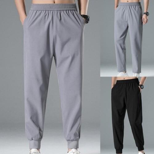 Harajuku Casual Pants Solid Color Men Pants Straight All Match Elastic Waist Ankle Banded Oversize Pants Sweatpants Streetwear