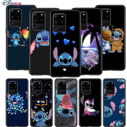Cute Cartoon Stitch for Samsung S20 FE Ultra Plus A91 A81 A71 A51 A41 A31 A21S A72 A52 A42 A02S Soft Black Phone Case