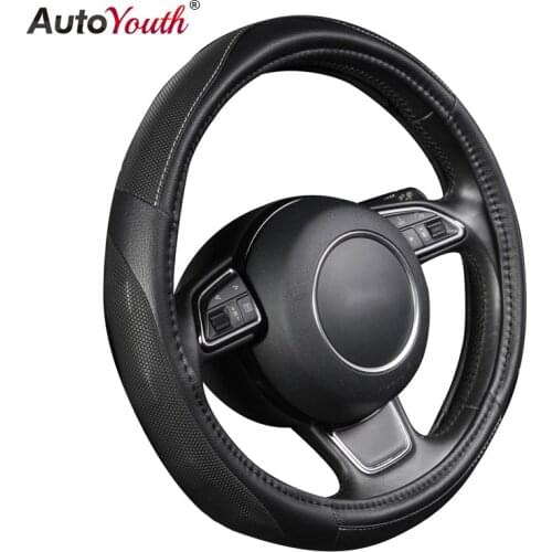 PU Leather Auto Steering Wheel Cover Hot Wheels AUTOYOUTH Black Color Fits 37-38 cm/15" diameter For mazda 6 audi a4 b7