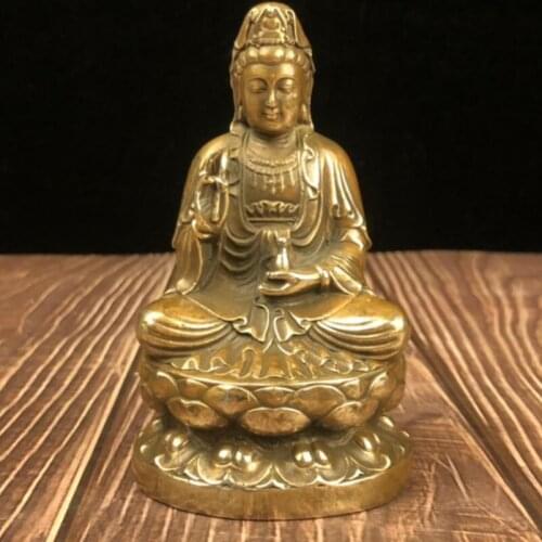 China archaize brass Guanyin small crafts statue