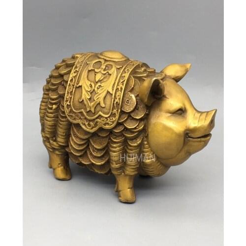 China Brass Statue Wealth Hog Meticulous Metal Crafts Home Decoration Collect