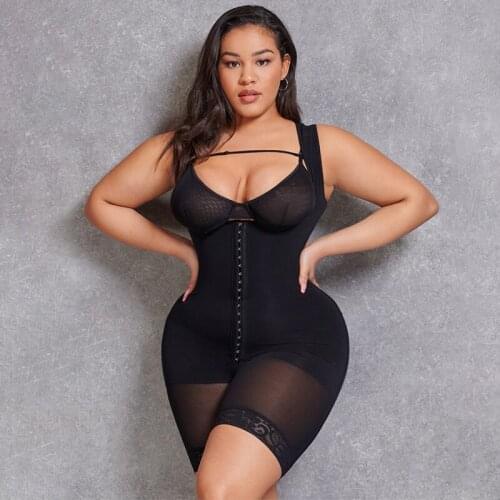 Fajas Colombianas Reductora Contrast Mesh Shapewear Bodysuit Women Corset Strong Compression Garment