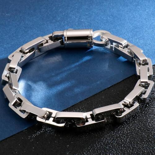 Hiphop 8MM Chain Bracelet Men Metal Solid 316L Stainless Steel Mens Friendship Bracelets Link 2020 Male Jewellery Accessories