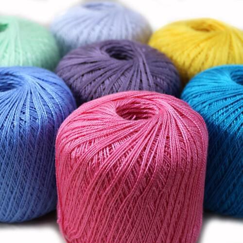 50g/ball 0.8mm 2ply Lace Cotton Yarn 100% Cotton Crochet Thread For DIY Hand Knitting Sewing Middle Thin Lace Yarn Crochet Yarn