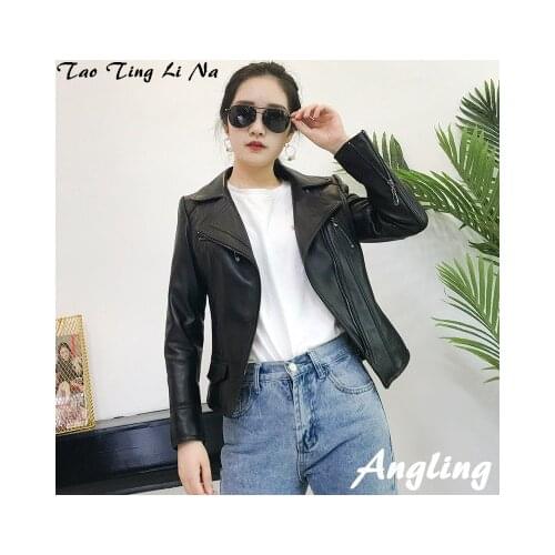 Top brand Spring 2020 Women Genuine Real Sheep Leather Jacket W2 high quality