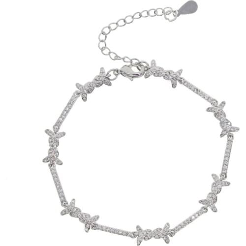 Fashion mini Twist charm with cz paved Chain Bracelets bangle for Men Women Sliver gold color party wedding bracelet Jewelry