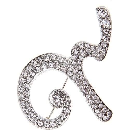 Fashion Jewelry Clear Rhinestone Thai Language Letter Brooch Pin Hot Selling Pin Garment Accessories