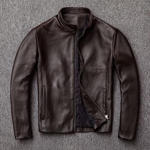 2021 Autumn Winter Men New Genuine Leather Jackets Men Motorcycle Real Cow Leather Coats Male Plus Size Short Outwear W603