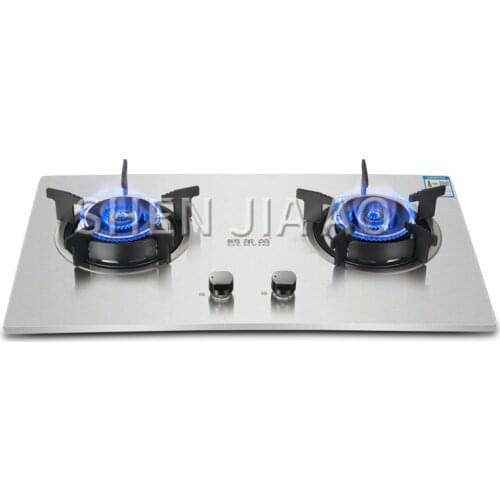 Desktop natural gas liquefied gas stove embedded dual-purpose gas stove Thick stainless steel brushed panel Kitchen stove