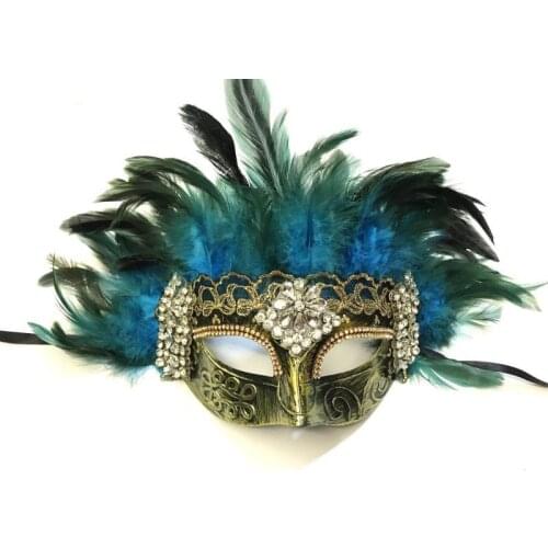 Novelty Halloween Cosplay Headdress Gothic Devil Horn Headband Crystal Pearls Lace Mask with Hairband Party Masquerade Hair Acce
