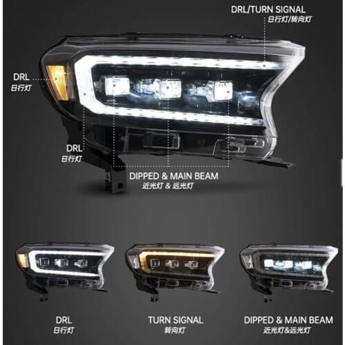 New design style FIT FOR RANGER HEADLIGHTS 2015-UP 2pc sell running LED ranger Headlamp assembly