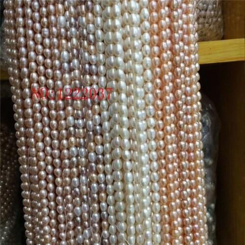 Wholesale 2 strand 5-6MM AA Natural Oval pearl White pink purple multi-color Loose beads 14inch