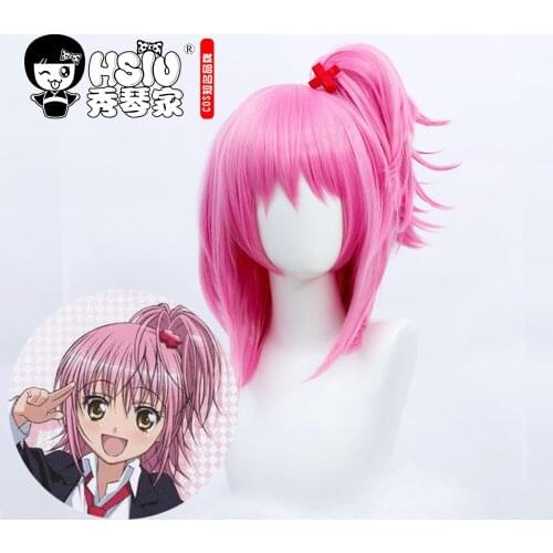 HSIU Anime Guardian Sweetheart Cosplay Amu Hinamori Wig Girl Pink High Ponytail Short Hair