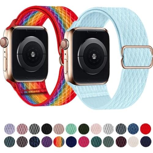 Scrunchie Strap for Apple watch 3 4 5 6 se band 44mm 40mm 38mm 42mm Adjustable Elastic Nylon solo Loop bracelet iWatch series