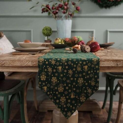 American Style Christmas Green Color Table Runner Coffee Table Cover Cloth Runners for Festival Party Home Decor