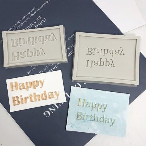 Happy birthday silicone mold chocolate candy cake decoration tools handicrafts drop glue Candle Moulds