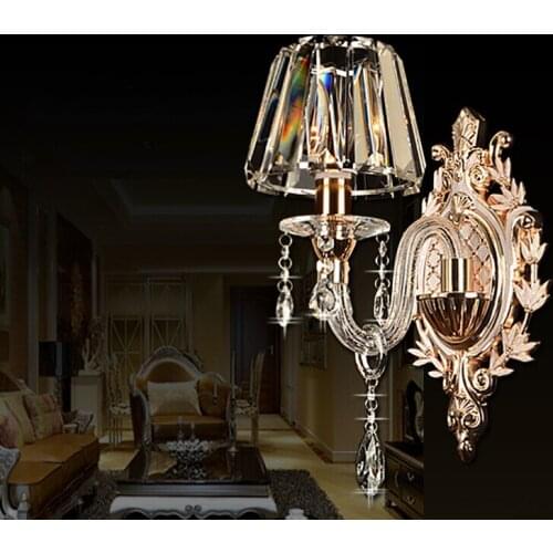 Modern Clear 1 Arm and 2 Arms Crystal Bedroom Wall Lamp Crystal Wall Sconce with 100% K9 Crystal Wall Lamp AC 100% Guaranteed
