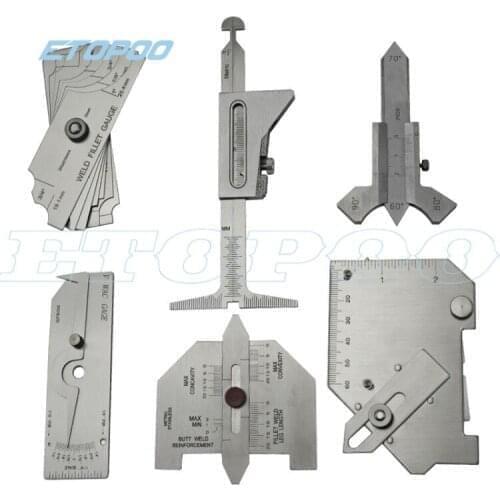 Welding Gauge Weld Inspection Gage Weld Seam Bead/Fillet/Crown Test Ulnar Ruler Degree Angle Measure tool HI-LO PipeFeeler Gauge