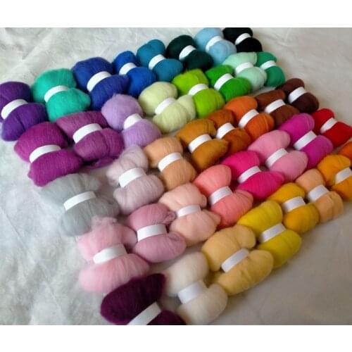 1 Set 40 Colors Blend Merino Wool Tops, Wool Fiber for Needle Felting and Felting for DIY 3g/bag 5g/bag 10g/bag