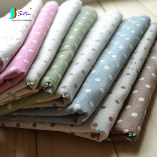 High Quality Width 140cm Dot Wash Cotton Linen, Clothing Fabric Handmade Material Bag Dress Fabric A0087F