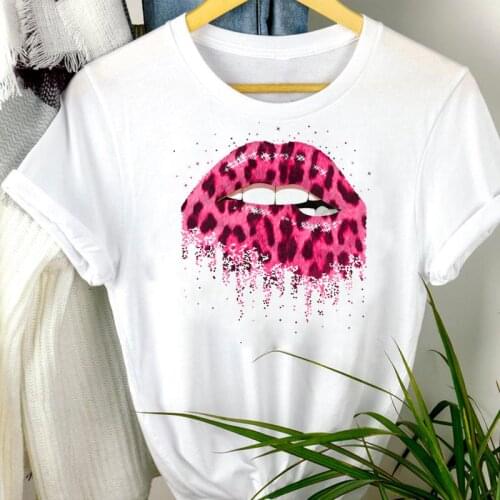 Women Clothes Cartoon Lip Trend Clothing New Summer Fashion Short Sleeve Summer Print Tshirt Female Tee Top Graphic T-shirt