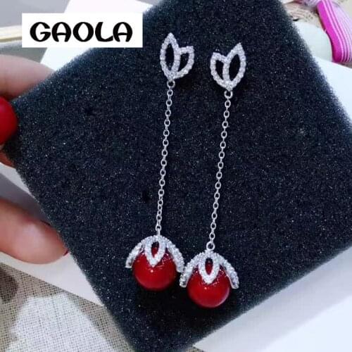 GAOLA 2017 Imitation Pearls Shiny Clear Dangle Earrings Handmade Jewelry Wedding Party Daily Earrings Women Jewelry GLE6766Y