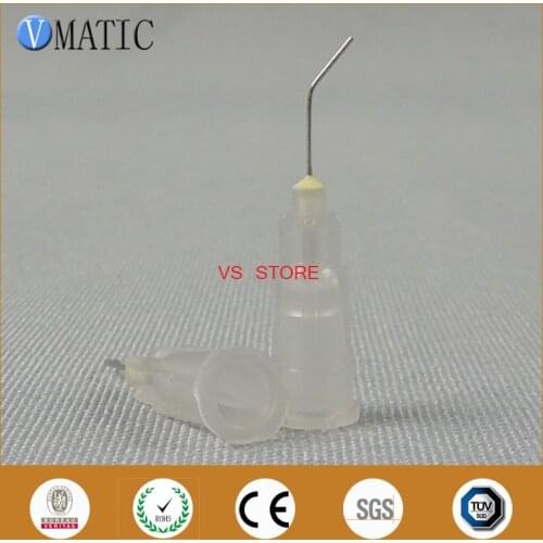 High Quality 100 Pieces 0.5'' 13mm Length 45 Degree Bent 27G Industry Use Bayonet Dispensing Needle With Clear Color 1/2 Inch