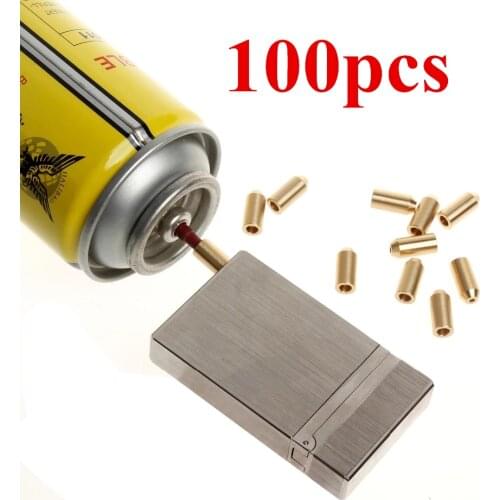 100pcs/Lot Refillable Brass Copper Butane Gas Adapter T Shape Head Adapters For Dupont L2 Gas Cigarette Smoking Lighter Supplies