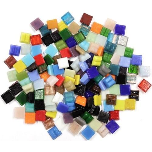 120g / 180pcs 10X10mm Mixed color square glass mosaic tile DIY Wall Handmade Glass Material Crafts