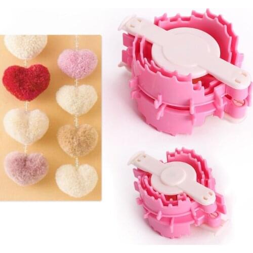 2X Size L+S Heart Shape Pom Pom Maker Baby Fluff Ball Weaver Knitting Craft Tool