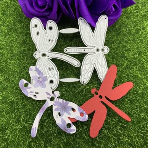2pcs Insect Dragonfly Hand Embossed DIY Album Scrapbook Greeting Card Decoration Metal Cutting Mould
