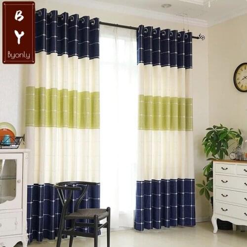 2021 New Modern Chenille Lattice Mediterranean Style Curtains for Living Room Bedroom Study Blackout Curtains Customization