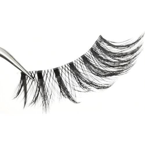 HBZGTLAD 3pairs Invisible Band Transparent 3D Mink Fur Lashes Natural Long Wispy False Eyelashes +tweezers