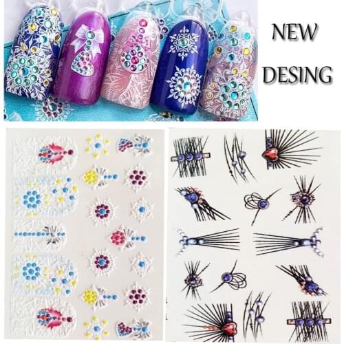 3D new Acrylic Engraved Nail Sticker black line drop shape animals design Water Decals Empaistic Nail Water Slide Decals Z0208