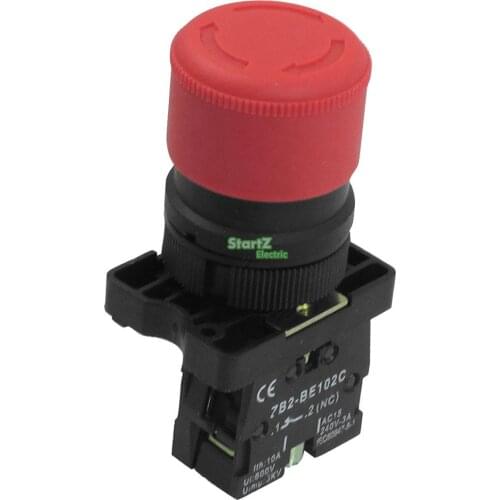 5Pcs 22mm 1 NC Red Sign Emergency Stop Push Button Switch 600V 10A ZB2-BE102C