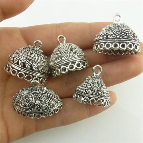 GLOWCAT A8Q797 Mix 5pcs/set Vintage Meta; Totem Ethnic Flower Leaf Beads Cap Tassel Ends Filigree pendant Fit Women Jewelry