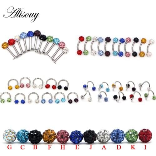Alisouy 1pc Surgical Stainless Steel Nose Rings Punk labret lip rings eyebrow ring Earring Stud Hoops Piercing body jewelry