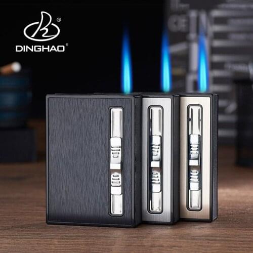 Ten Sticks Of Automatic Pop-up Cigarette Case Lighters Mini Butane Gas Lighter Windproof Cigarette Torch Jet Lighter