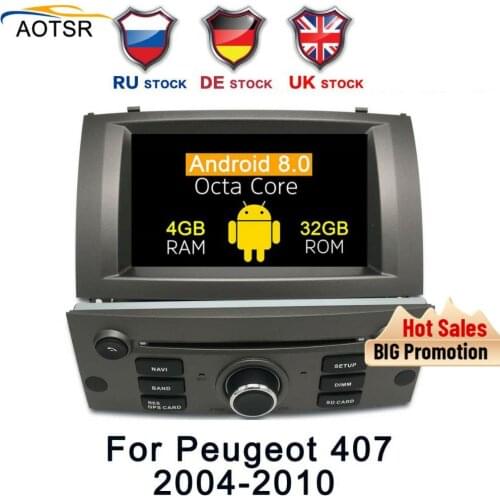 7"Android 9.0 Car DVD multimedia Player head unit For Peugeot 407 2004 2005 2006 2007 2008 2009 2010 radio stereo GPS Navigation