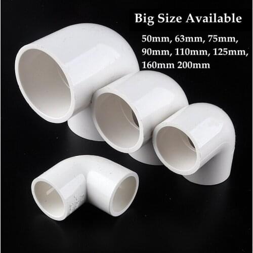 Big Size 63~200mm Inner Dia PVC Pipe Water Supply 90° Elbow Connector Plastic Joint Fittings Irrigation System Watering Parts