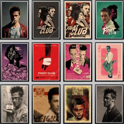 Fight Club poster Fight Club Brad Pitt Movie Poster Home Furnishing decoration Kraft Poster/room decor Wall stickers