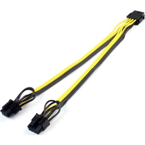 CPU 8pin Female to dual PCI-E PCI Express 8p ( 6+2 pin ) Male power cable 18AWG wire for graphics card BTC Miner 15cm