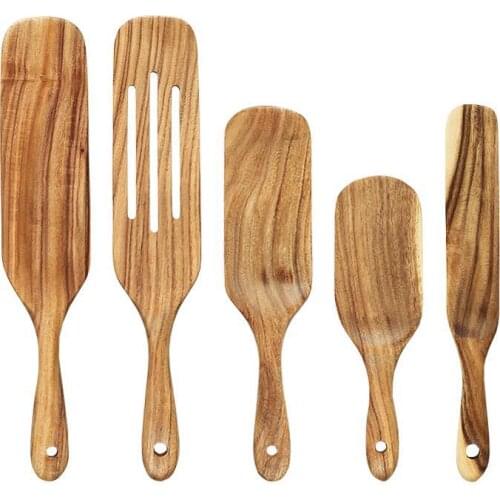 Thai teak wooden spatula long-handled spatula solid wood kitchen tableware non-stick pot spatula drain spatula set