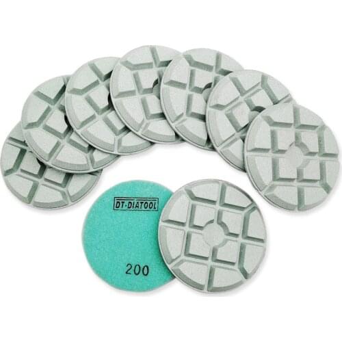 DT-DIATOOL 9pcs/pk Dia 100mm/4" Diamond Resin Bond Concrete Polishing Pads Repairing For concrete Floor Grit#200 Sanding Discs