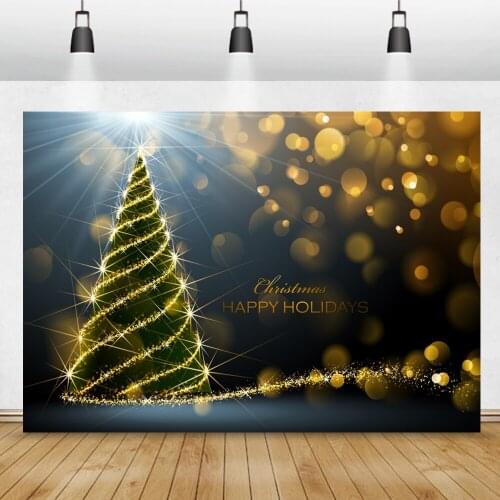 Fantasy Glitter Golden Christmas Tree Polka Dots Child Kids Family Shoot Party Photography Background Photo Backdrop Photocall