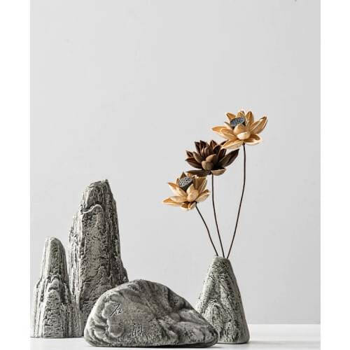 Rockery Stone Ceramic Vase Ornaments Art Floral Flower Luxury Decor Flower Vase Mountain Similar Pot