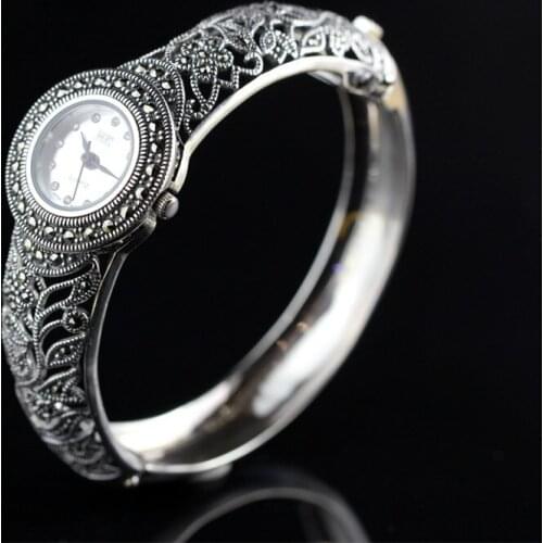 New Arrival Limited Classic S925 Silver Jewelry Watch Pure Thai Silver Bracelet Watches Hot Sale Real Silver Bangle