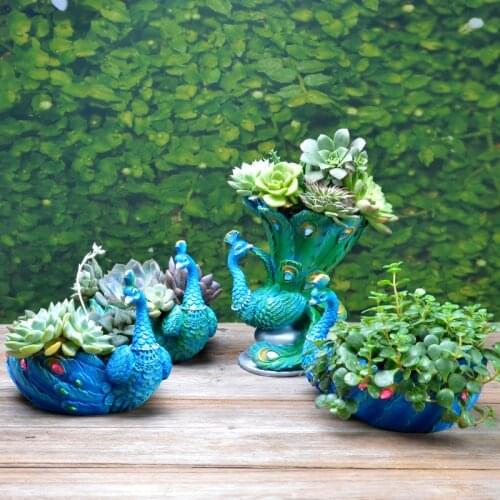 Beautiful Resin Peacock Flowerpot Succulent Peahen Bonsai Flower Plants Pot De Fleur Vasos Para Jardim Saks Maceta Pote Bloempot