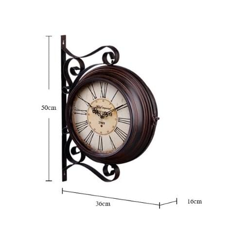 Retro Creative Iron Wall Clock Home Living Room Clock Bedroom Wall Decoration Furnishing Nostalgic Ornaments Wall-mounted Clocks