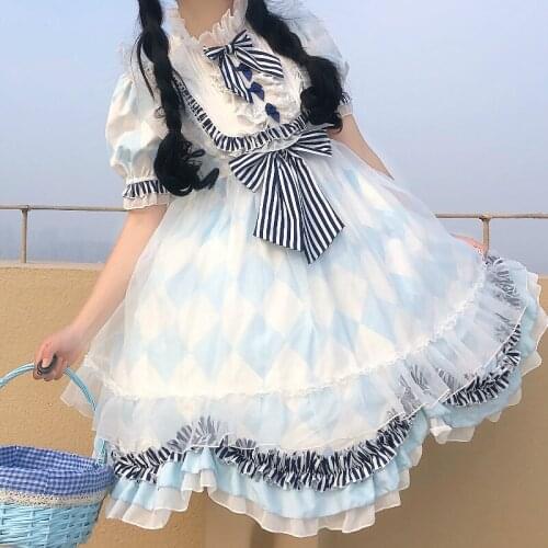 Summer Japanese Lolita dress maid sweet lolita dress retro bowknot daily girl retro victorian dress kawaii girl gothic jsk dres
